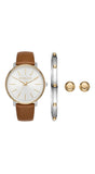 MICHAEL KORS Reloj Blanco/Marron con Pulsera y Aretes (Mujer)