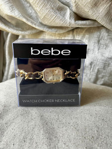 BEBE Reloj Collar Negro/Dorado (Mujer)