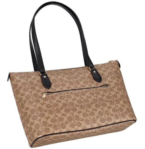 COACH Cartera Canvas Marrón con Correa Negra