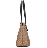 COACH Cartera Canvas Marrón con Correa Negra