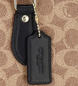 COACH Cartera Canvas Marrón con Correa Negra