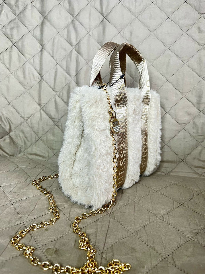 GUESS Cartera Logo Fur Mini Tote Crema