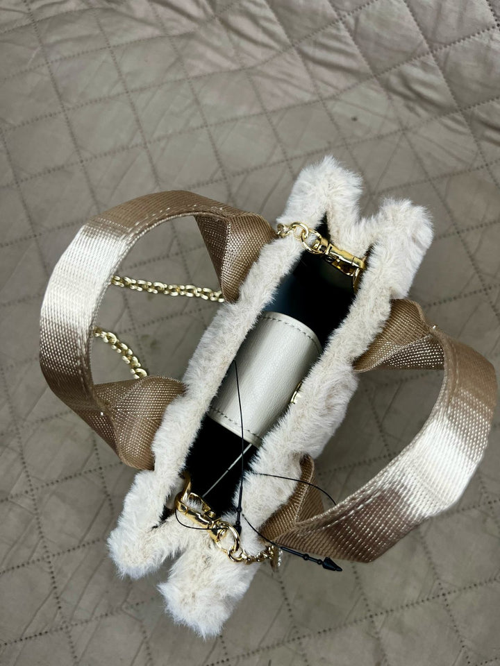 GUESS Cartera Logo Fur Mini Tote Crema