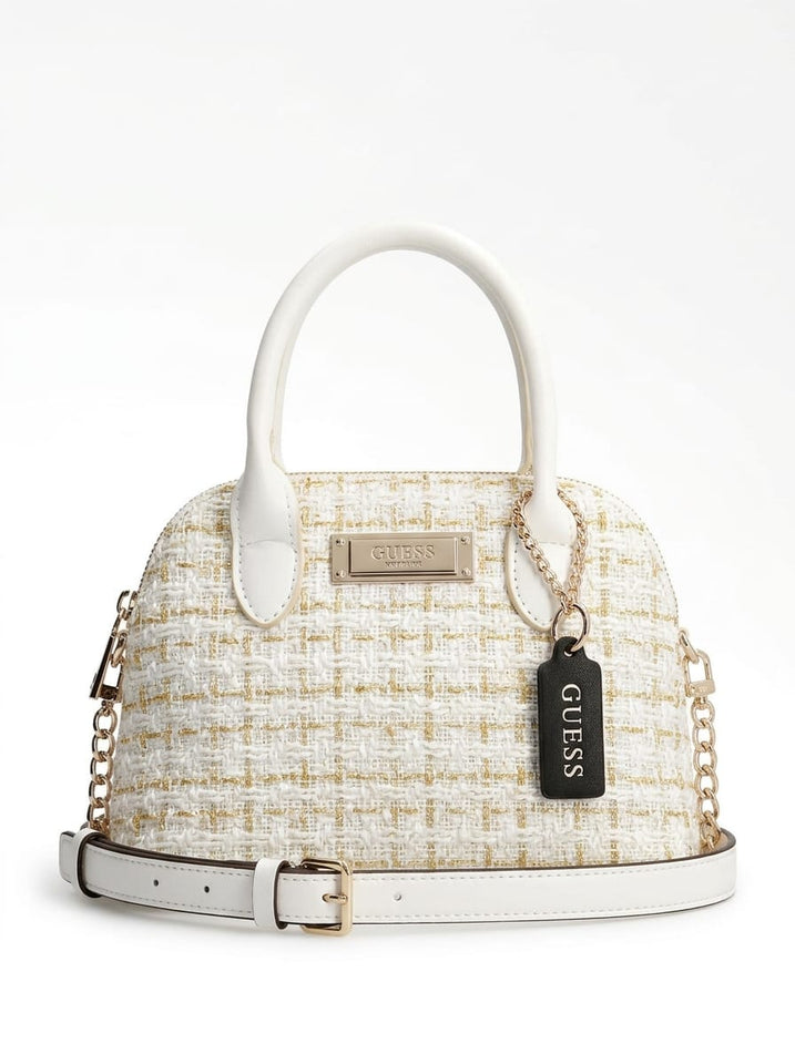 GUESS Cartera Manite Domo Tela Beige/Dorado