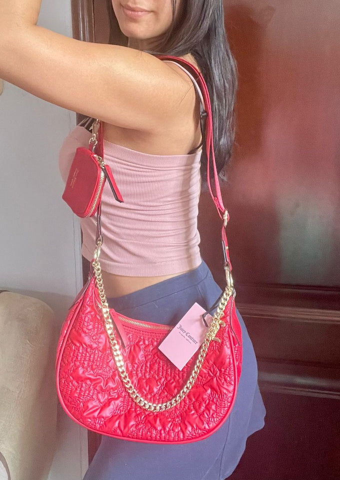 JUICY COUTURE Cartera Puff Halfmoon Rojo