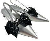 KARL LAGERFELD Tacos Plateados con Lazo (Talla 8.5 US)