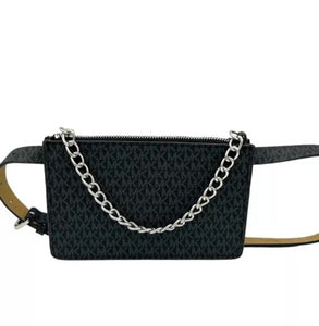 MICHAEL KORS Bolso Cinturon Pull Chain Negro (Talla XL)