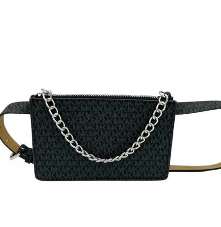 MICHAEL KORS Bolso Cinturon Pull Chain Negro (Talla XL)