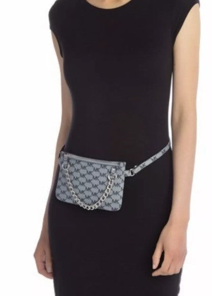 MICHAEL KORS Bolso Cinturon Pull Chain Negro (Talla XL)