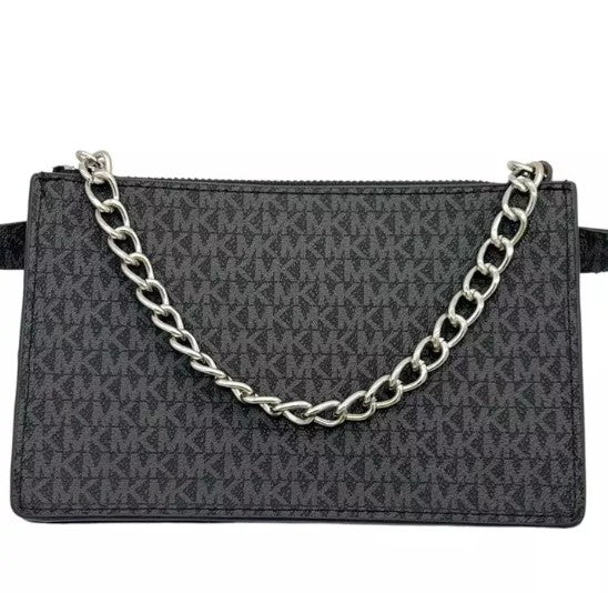 MICHAEL KORS Bolso Cinturon Pull Chain Negro (Talla XL)