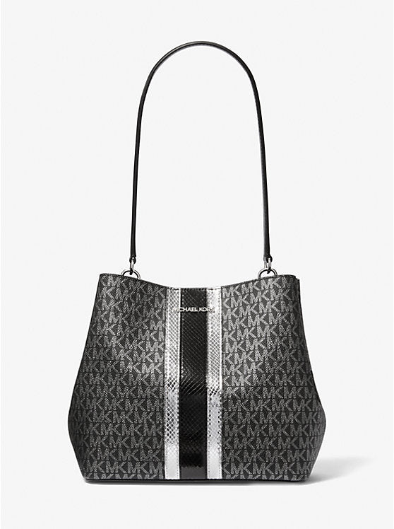 MICHAEL KORS Bolso Pratt Negro/Plateado