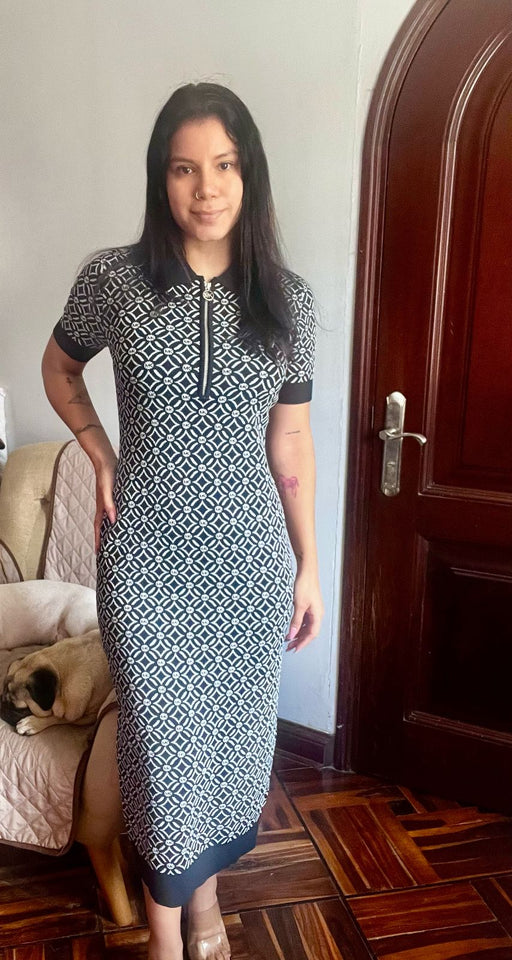 MICHAEL KORS Vestido Largo Blanco/Negro (Talla M)