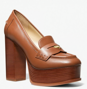 MICHAEL KORS Zapato Mocasín Eden Loafer Pump Marrón (Talla 7 US)