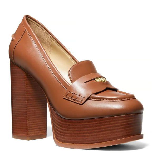 MICHAEL KORS Zapato Mocasín Eden Loafer Pump Marrón (Talla 7 US)