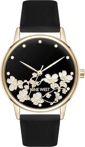 NINE WEST Reloj Negro Floreado (Mujer)