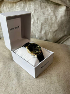 NINE WEST Reloj Negro Floreado (Mujer)