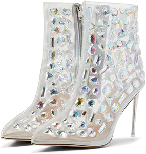 STEVE MADDEN Botines Transparentes con Piedras (Talla 7.5 US)