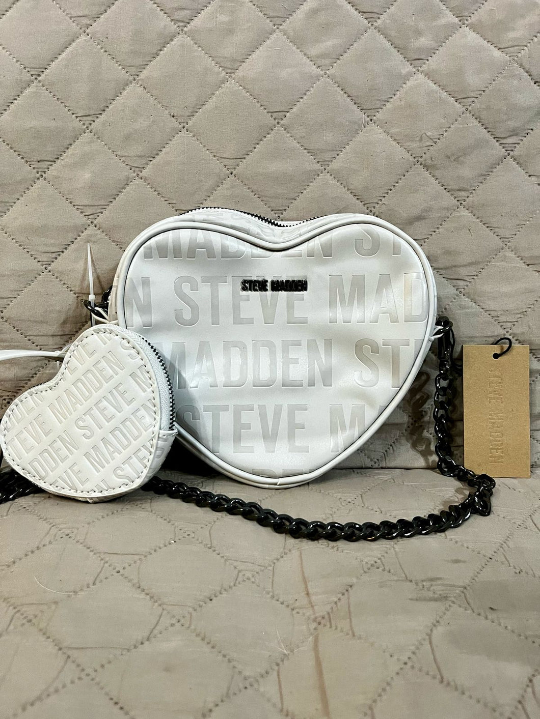 STEVE MADDEN Cartera Embossed Heart Blanco
