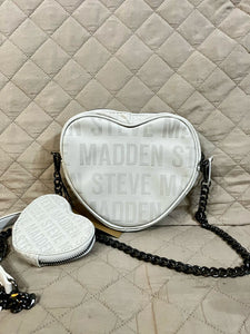 STEVE MADDEN Cartera Embossed Heart Blanco