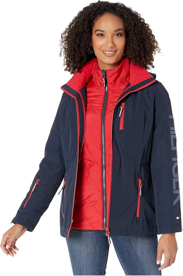TOMMY HILFIGER Casaca 3 en 1 Azul Marino/Rojo (Talla XS, M)