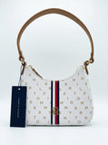 TOMMY HILFIGER Cartera Mini Tote Monogram Blanco/Camel