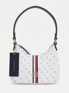 TOMMY HILFIGER Cartera Mini Tote Monogram Blanco