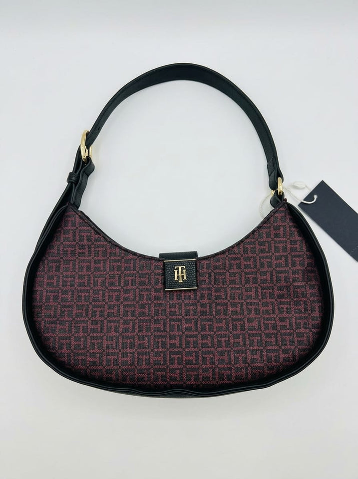 TOMMY HILFIGER Cartera Petit Monogram Negro/Vino