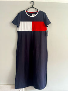 TOMMY HILFIGER Vestido Largo Azul Marino (Talla M)