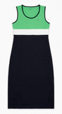 TOMMY HILFIGER Vestido Manga Acero Negro/Verde/Blanco (Talla S)