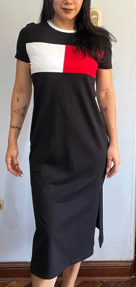 TOMMY HILFIGER Vestido Largo Negro (Talla S, M)