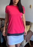 TOMMY HILFIGER Vestido Fucsia/Blanco/Negro (Talla S)