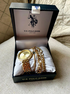 US POLO ASSN Reloj con Pulseras Dorado (Mujer)