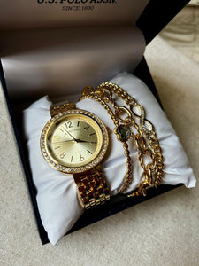 US POLO ASSN Reloj con Pulseras Dorado (Mujer)
