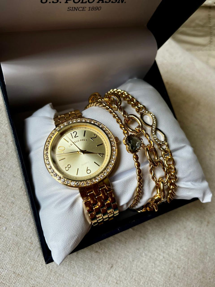US POLO ASSN Reloj con Pulseras Dorado (Mujer)