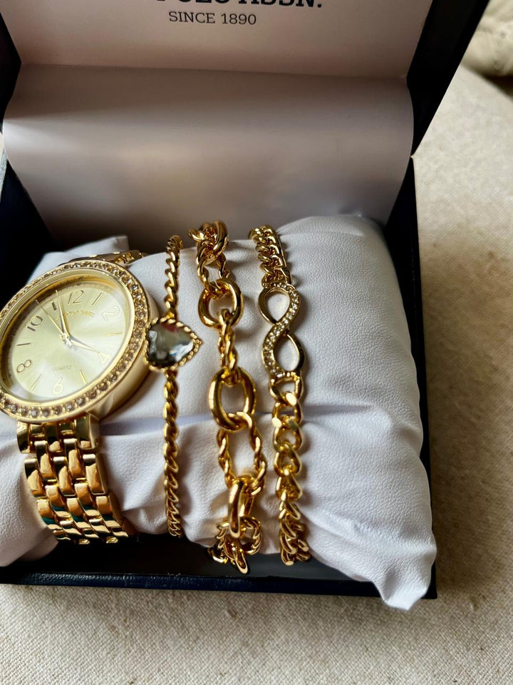 US POLO ASSN Reloj con Pulseras Dorado (Mujer)