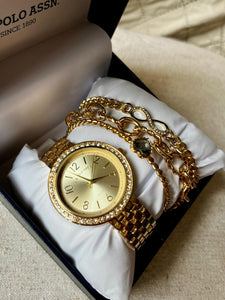 US POLO ASSN Reloj con Pulseras Dorado (Mujer)