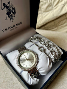 US POLO ASSN Reloj con Pulseras Plateado (Mujer)